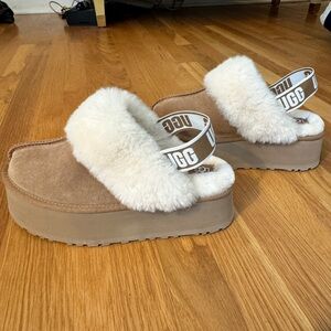 UGG Funkette Suede Shearling Platform Slippers